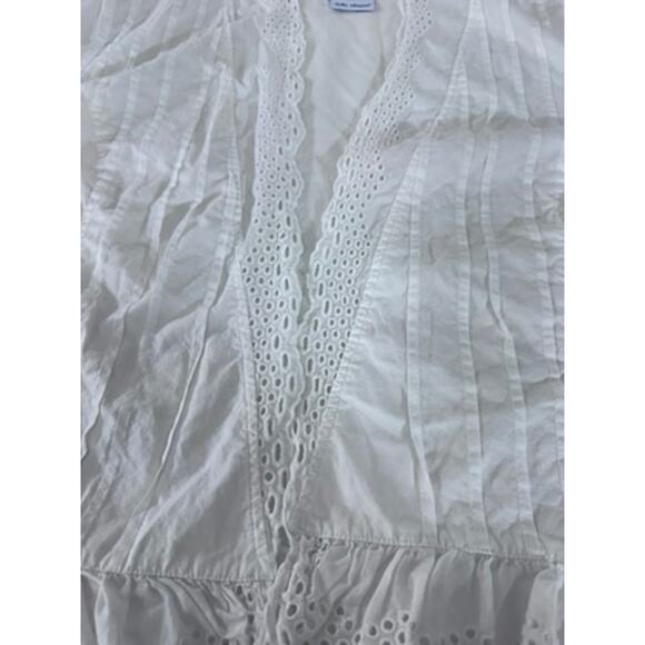"Vicki Wayne" White Eyelet Cover Up,Cotton,Cottage Core,SZ M, 3/4 Sleeves,Purity - Picture 9 of 11
